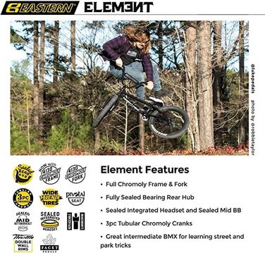 BMX велосипед Eastern Bikes Element 50,8 см, повністю хромомолібденова рама і вилка, чорний