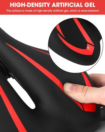 Гелевий велосипедний сідло MSDADA для жінок та чоловіків, водонепроникний, червоний