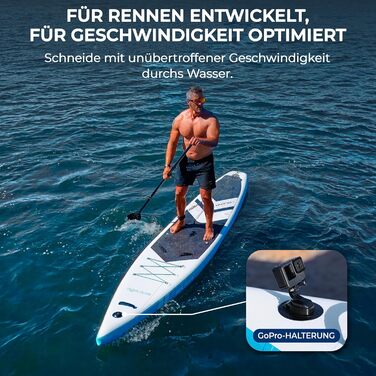 SUP дошка SereneLife Race надувна 427x71 см, комплект для сплаву та змагань, швидка, з антиковзким покриттям, для досвідчених