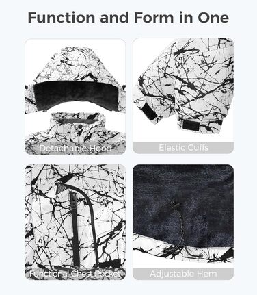 Жіноча гірськолижна куртка Wantdo, тепла флісова, водонепроникна, дихаюча, з капюшоном, вітрозахисна, для активного відпочинку, темно-бірюзовий (чорно-білий), XXL