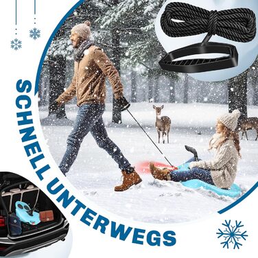 Кесер® Бобслей Alpina з LED-підсвічуванням, мотузкою, для дітей та дорослих, пластиковий санний, зимовий спорт