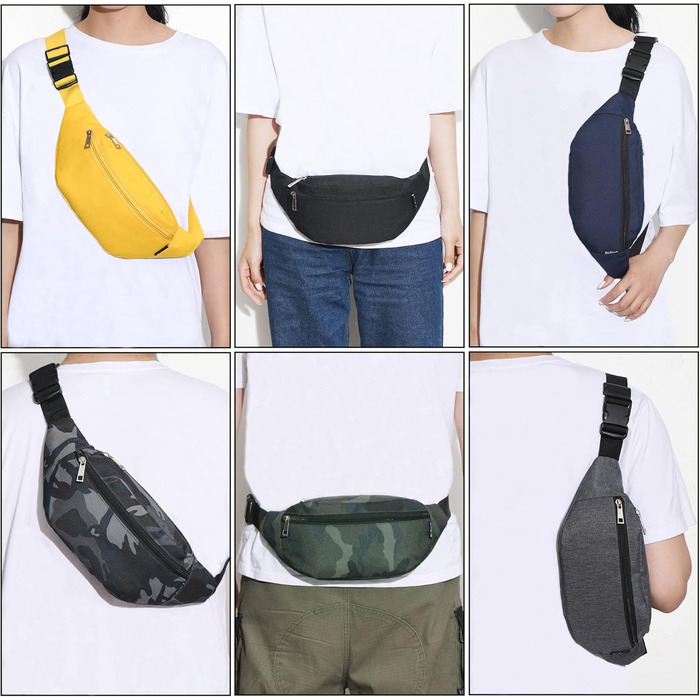 Сумка на пояс Bauchtasche унісекс: спортивна, для телефону, грошей, фітнесу, велосипеда, кемпінгу - чорна 33x6.5x14 см