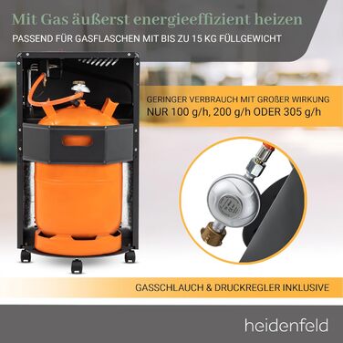 Газовий нагрівач Heidenfeld Inferno GH100 - 4200 Вт - для приміщень - газовий нагрівач, газовий опалювач, газовий котел