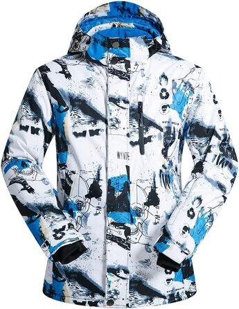 Чоловічий комплект гірськолижний: куртка та штани (сніговий комбінезон) - водонепроникний, вітронепроникний, з капюшоном, синій + синій, XXL