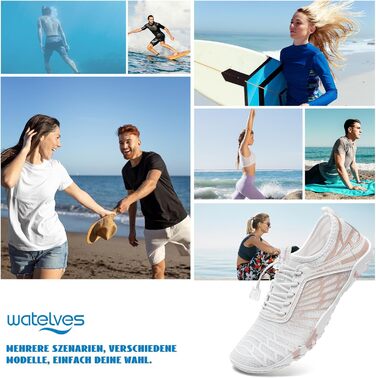 Аквашузи для плавання та серфінгу WateLves: чоловічі та жіночі, швидковисихаючі, унісекс, білі, фіолетові, помаранчеві, 40 EU