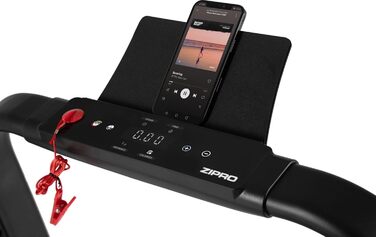 Бігова доріжка ZIPRO Jogger для дому, електрична, складана, LED-дисплей, вимірювання пульсу, 12 програм тренувань, тримач для смартфона, колеса для транспортування, мотор 1,5 к.с., швидкість 1-16 км/год