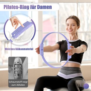 Набір для пілатесу: кільце, стрічки, міні-м'яч, постер та сумка. Набір для тренування корпусу для жінок (фіолетовий)