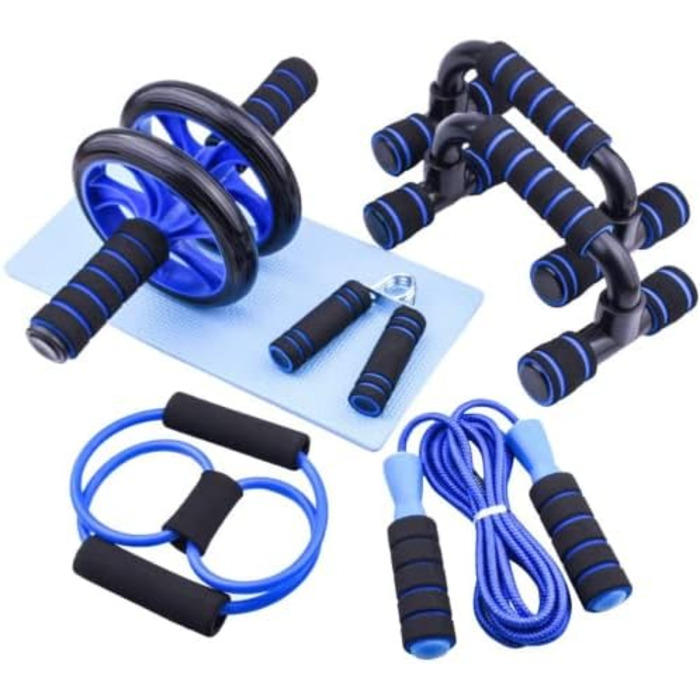 Набір для пресу AERLANG 7-в-1: ролер, турніки, еспандер, скакалка, ручки та наколінники для фітнесу вдома та в залі
