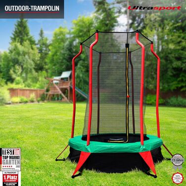 Батут Ultrasport Uni-Jump для дітей: Ø 140/183/244/305/366/460 см, до 150 кг, комплект з сіткою, захистом та монтажним набором