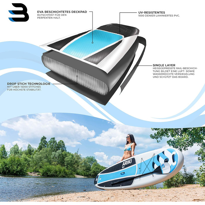 Надувна SUP-дошка Bluemarina Ariki 325x86x15 см, до 140 кг, комплект для сапбордингу, гарантія 5 років