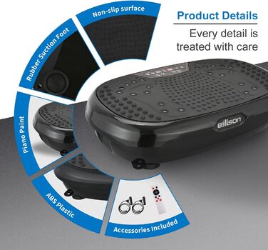 Вібраційна платформа EILISON FitMax 3D XL для тренувань всього тіла з петлями – лімфодренажний тренажер для схуднення, фітнесу та відновлення