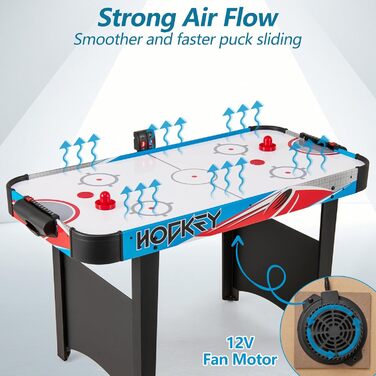 Тік-ток аерохокейний стіл HOMASIS з LED-підсвіткою та електронним лічильником очок, 12V мотор, комплект з 2 шайбами та 2 штовхачами, для дітей та дорослих