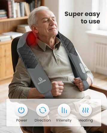 Масажер для шиї та плечей Comfier Shiatsu з підігрівом. Електричний масажний валик для глибокого розслаблення м'язів шиї, плечей та спини. Для дому та офісу.