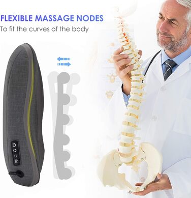 Масажна подушка COMFIER Shiatsu з підігрівом, портативний масажер для спини, стільця, офісу, подарунок для жінок і чоловіків, темно-сіра