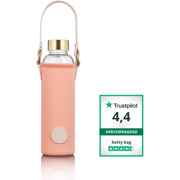 Скляна пляшка Botty Bag 550 мл з неопреновим чохлом, герметична, для гарячих і холодних напоїв, коралова