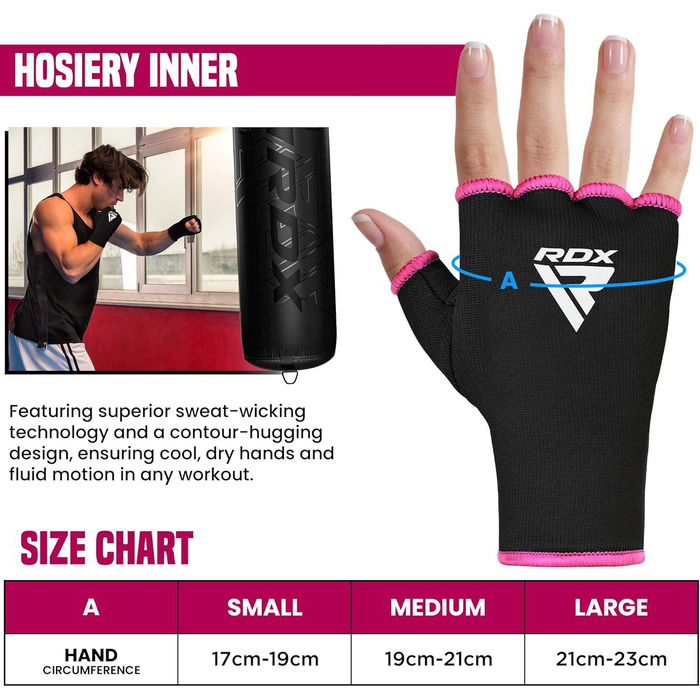Боксерські рукавички RDX для боксу, муай-тай, ММА. Еластичні боксерські бандажі, захист рук, рожево-білі.