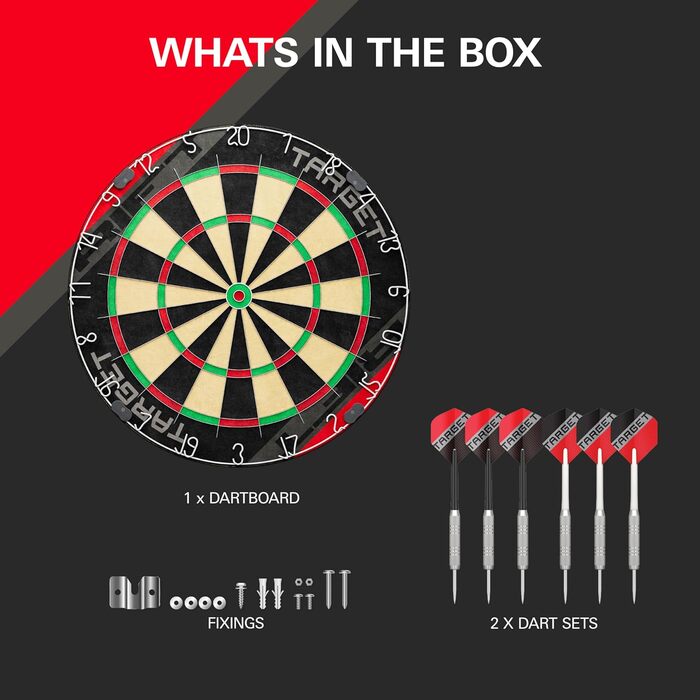 Набір дротиків Target Darts Rift: професійна сталева мішень без рамки + 2 комплекти дротиків 17г + додаток DartCounter (1 місяць)