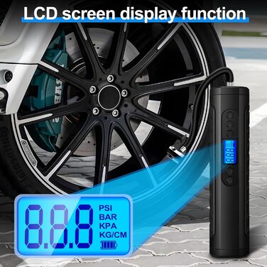 Електричний насос для велосипеда NWOUIIAY 6000 mAh з цифровим дисплеєм, 150 PSI, USB зарядка, для велосипедів, авто, мото, м'ячів. Чорний