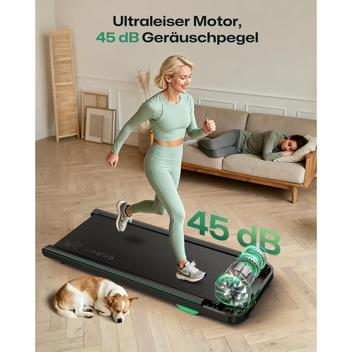 UREVO Smart Walking Pad: компактний біговий килимок під стіл з амортизацією, керування через додаток та пультом, 38x102 см
