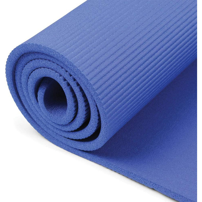 Фітнес-мат Fitness Mad для йоги та гімнастики, синій, 182×58 см, NBR піна, антибактеріальна поверхня, з ременем для перенесення, для дому і спортзалу