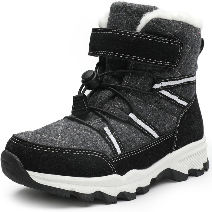 Зимові черевики Visionreast для дівчаток та хлопчиків. Теплі зимові черевики з ворсовим утеплювачем, водонепроникні, для туризму та активного відпочинку. Чорні, розмір 40 EU.