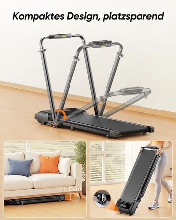 Біговий доріжка для дому з нахилом 5 в 1, 12% нахил, 2.5HP, складана, для дому та офісу, LED-дисплей, до 136 кг, без встановлення (чорно-біла, 137.01*71.81*13.00 см)