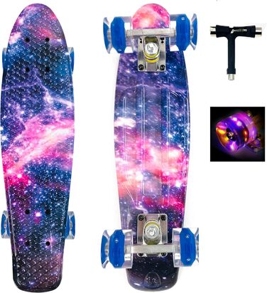 Скейтборд Sumeber Mini Cruiser 22 дюйми з LED колесами для дорослих і дітей, для початківців, подарунок на день народження