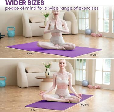 Килимок для йоги Narwhal TPE, 190x80 см, антиковзаючий, фіолетовий/рожевий