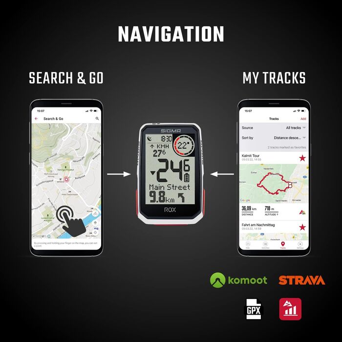 Велокомп'ютер SIGMA SPORT ROX 4.0 Чорний, бездротовий, GPS-навігація, висотомір, тримач у комплекті