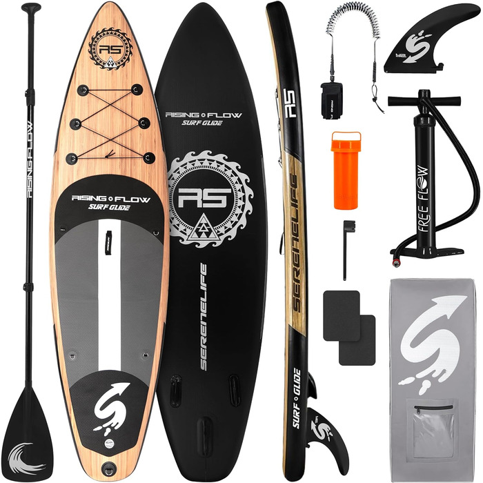 Надувний SUP SereneLife для дорослих та дітей: комплект з веслом, насосом та сумкою. Touring SUP для річки, моря та озера. Максимальне навантаження 155 кг.