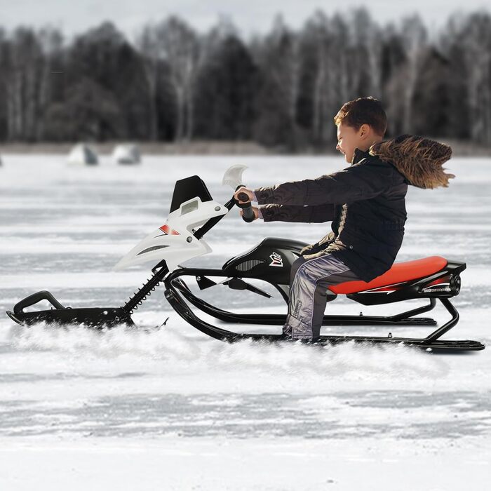 Слалом-санчата з гальмами та ручкою для дітей та дорослих, 80 кг, червоно-білі