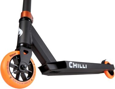 Трюковий самокат Chilli Pro Base неоновий оранжевий для початківців, міцний алюмінієвий скутер для трюків, обертовий кермо, легкий і швидкий
