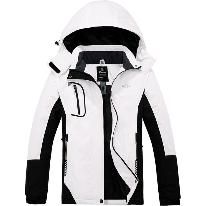 Жіноча гірськолижна куртка Wantdo, тепла флісова куртка, водонепроникна, дихаюча, з капюшоном, вітрозахисна, біла