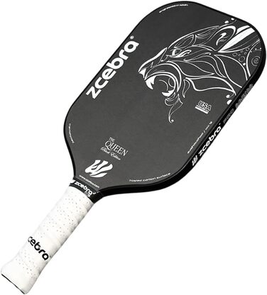 Zcebra Pickleball The Queen — падельна ракетка з чистого карбону T700, 16 мм, термоформована, сертифікована для Pickleball у США, чорна