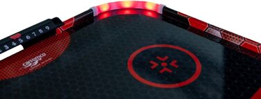 Airhockey стіл Aurora-XT від Carromco – великий стіл для аір-хокею з LED підсвіткою для дітей та дорослих від 7 років, 131x62x79 см, з LED шайбами та пушером, блок живлення