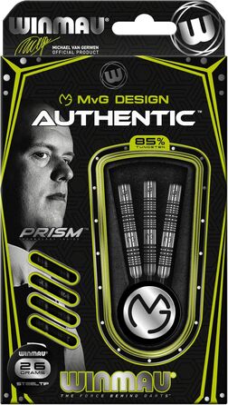 Дротики Winmau Michael Van Gerwen MvG Authentic 85% вольфраму з перами Prism та стрижнями