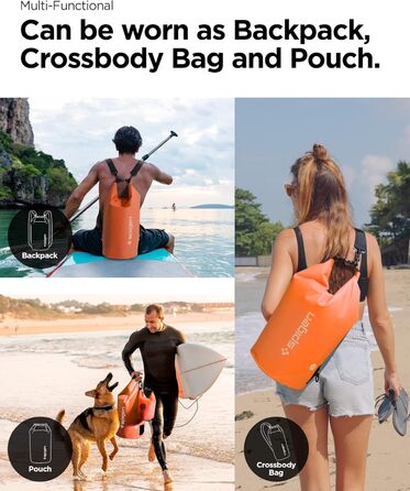 Набір водонепроникних сумок Spigen Dry Bag Set [Aqua Shield] 20L+21L для пляжу, плавання, кемпінгу, каякінгу та човнів (Sunset Orange)