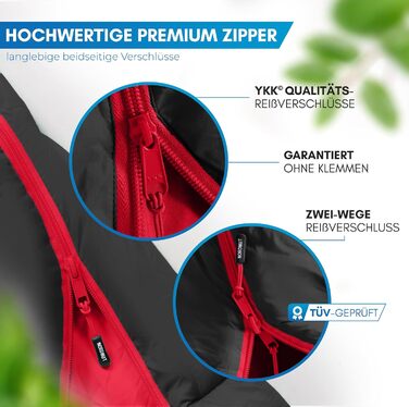Сплячий мішок NORDMUT® для дорослих – компактний та ультралегкий (900/1500г) – на 3 сезони (250 г/м²) та літній (100 г/м²) – спальний мішок-кокон для кемпінгу, відпочинку на природі та фестивалів (сірий)