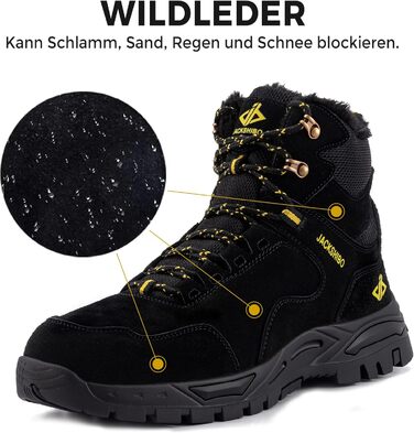 Чоботи зимові чоловічі/жіночі JackShibo, теплі, водонепроникні, антиковзаючі, для активного відпочинку (39 EU, чорний)