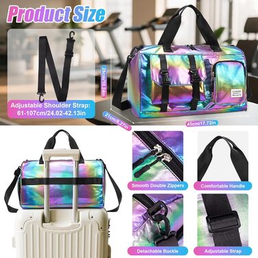 Спортивна сумка Tokeya для жінок: водонепроникна, з відділенням для взуття та мокрою білизною. Легка, складна, ідеальна для занять спортом, фітнесом, подорожами (Чорний)