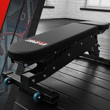 K-Sport BLACK LINE універсальна лавка для жиму, багатофункціональна, регульована, преміум, витримує до 350 кг