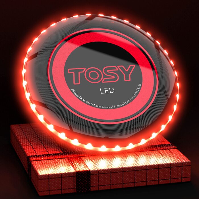 Летаючий диск TOSY з RGB-підсвічуванням 108 LED (Червоний) – для дітей та дорослих, водонепроникний, перезаряджуваний, для активного відпочинку