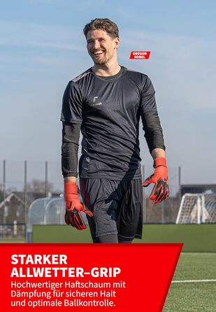 Воротарські рукавиці Reusch Profi Raptor Pro червоно-чорні, розмір 7-11 | професійний хват, 4мм піна, для тренувань та ігор на траві та штучних покриттях