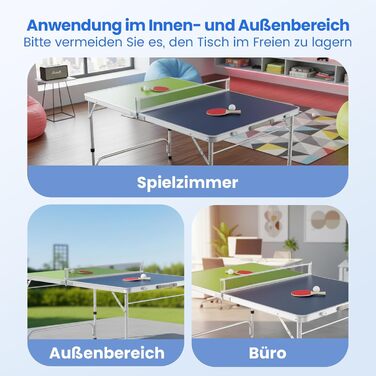 COSTWAY Стіл для пінг-понгу міні складний, регульована висота, з сіткою, 2 ракетки та 2 м'ячі, 120 x 76 см, для гри в приміщенні та на вулиці