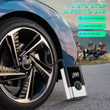 Портативний електричний компресор EVARYOO 6000mAh, 150PSI для авто, мотоциклів, велосипедів, м'ячів, акумуляторна бездротова повітряна помпа