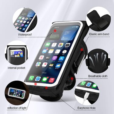 Спортивний браслет для телефону Guzack 2-в-1: фіксатор для бігу та тренувань, універсальний, для iPhone/Samsung