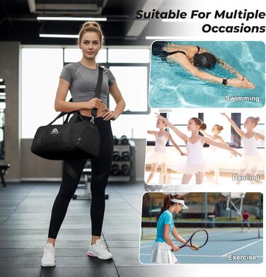 Спортивна сумка Flintronic для дівчат та жінок, маленька сумка для плавання та фітнесу з відділенням для взуття та вологостійкою кишенею (Чорна, 44 x 20 x 20 см)