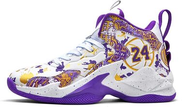 Чоловічі баскетбольні кросівки для гри та тренувань. Зручні, легкі, дихаючі. Високий верх, амортизація. Розмір 40 EU, білий/фіолетовий колір. Модель 692