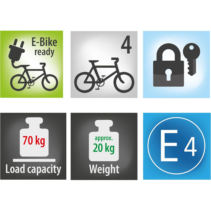 Велотримач EUFAB 11556 для фаркопу: Amber 4 - переноска на 4 велосипеда