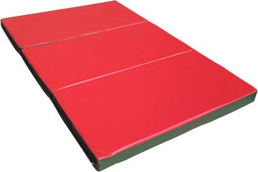 Складаний гімнастичний мат NiroSport 210x100x8 см, водонепроникний, для фітнесу, спорту, захисний, гостьове ліжко, червоний/зелений